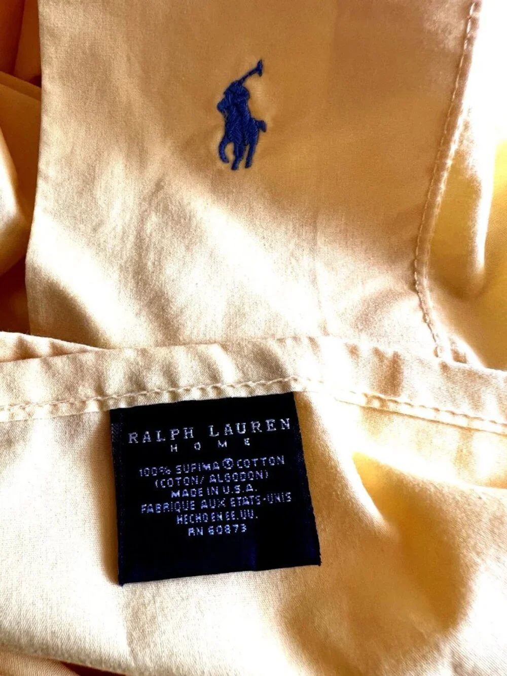 RALPH LAUREN Polo KING Sheet 3 Pc Set FLAT 2 Pillowcases Supima Cotton Yellow VT